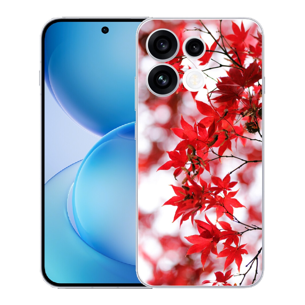 Gélový kryt mmCase na Oppo Reno 16 FS 5G - červené listy