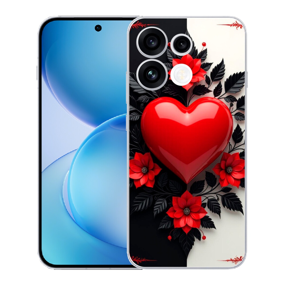 Gélový kryt mmCase na Oppo Reno 16 FS 5G - červené srdce