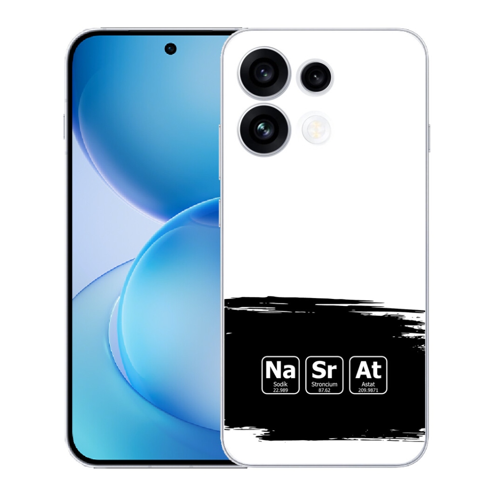 Gélový kryt mmCase na Oppo Reno 16 FS 5G - chemické prvky čiernobiele pozadie