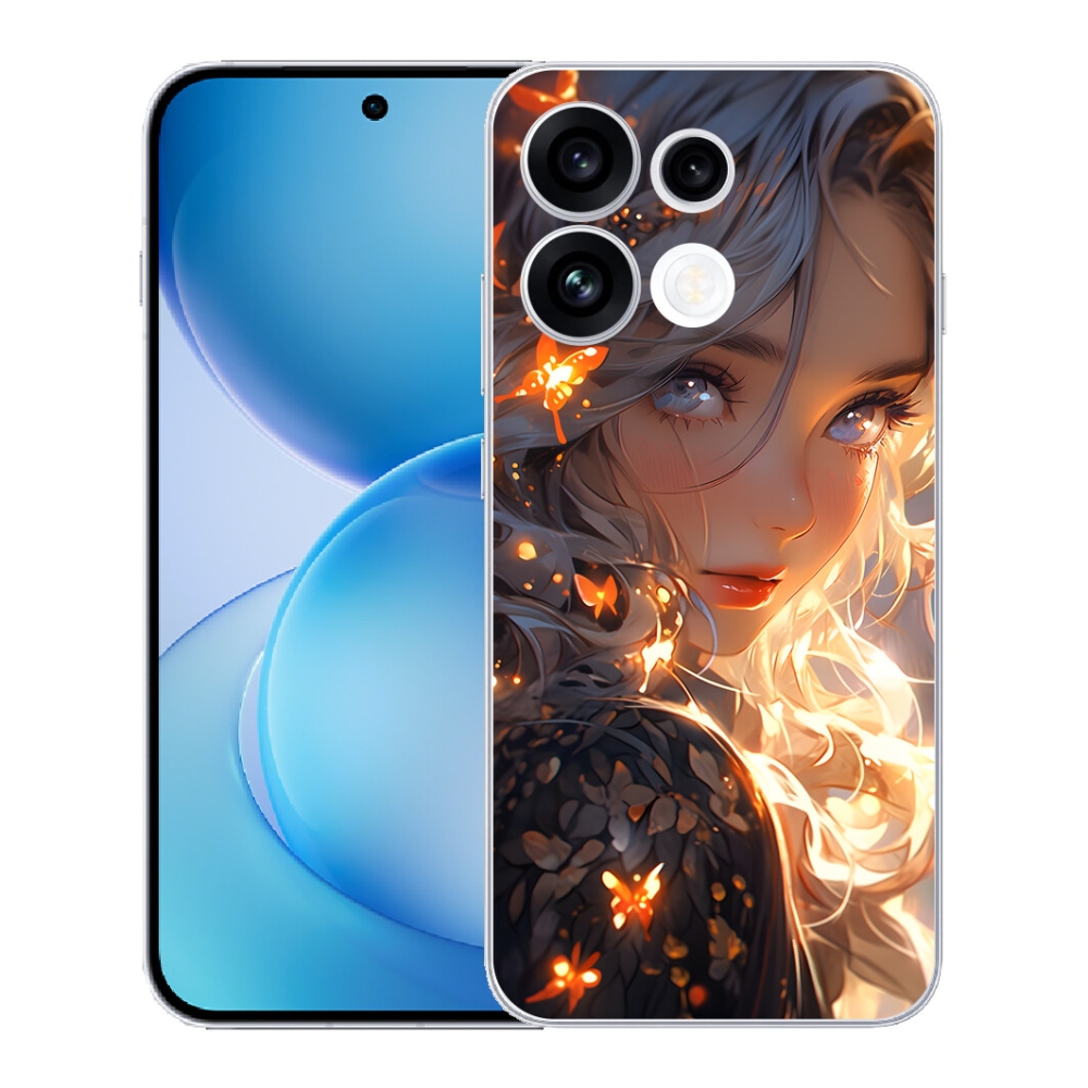 Gélový kryt mmCase na Oppo Reno 16 FS 5G - dievča a motýle