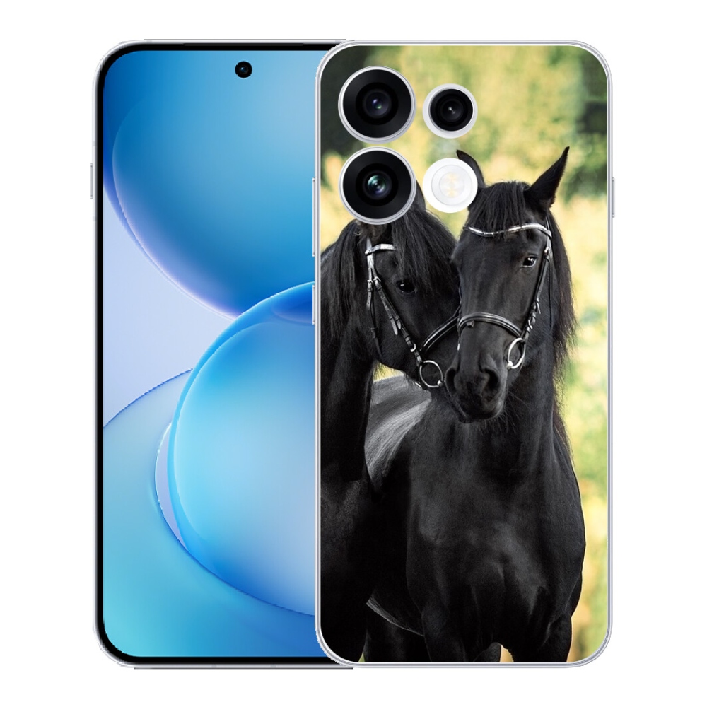 Gélový kryt mmCase na Oppo Reno 16 FS 5G - dva čierne kone