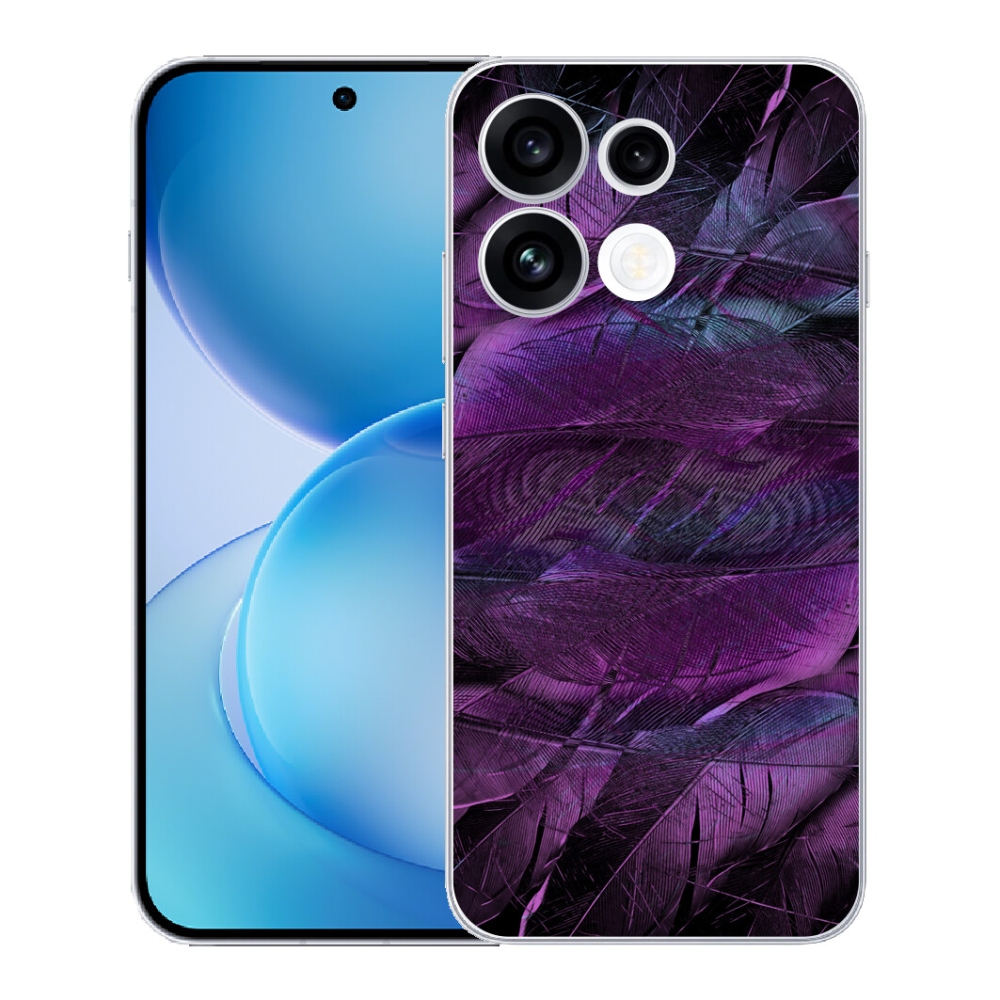 Gélový kryt mmCase na Oppo Reno 16 FS 5G - fialové pierka