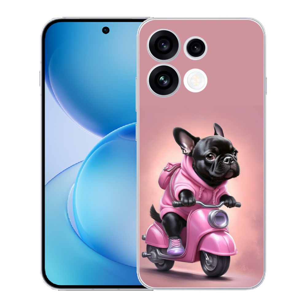 Gélový kryt mmCase na Oppo Reno 16 FS 5G - francúzsky buldoček na skútri
