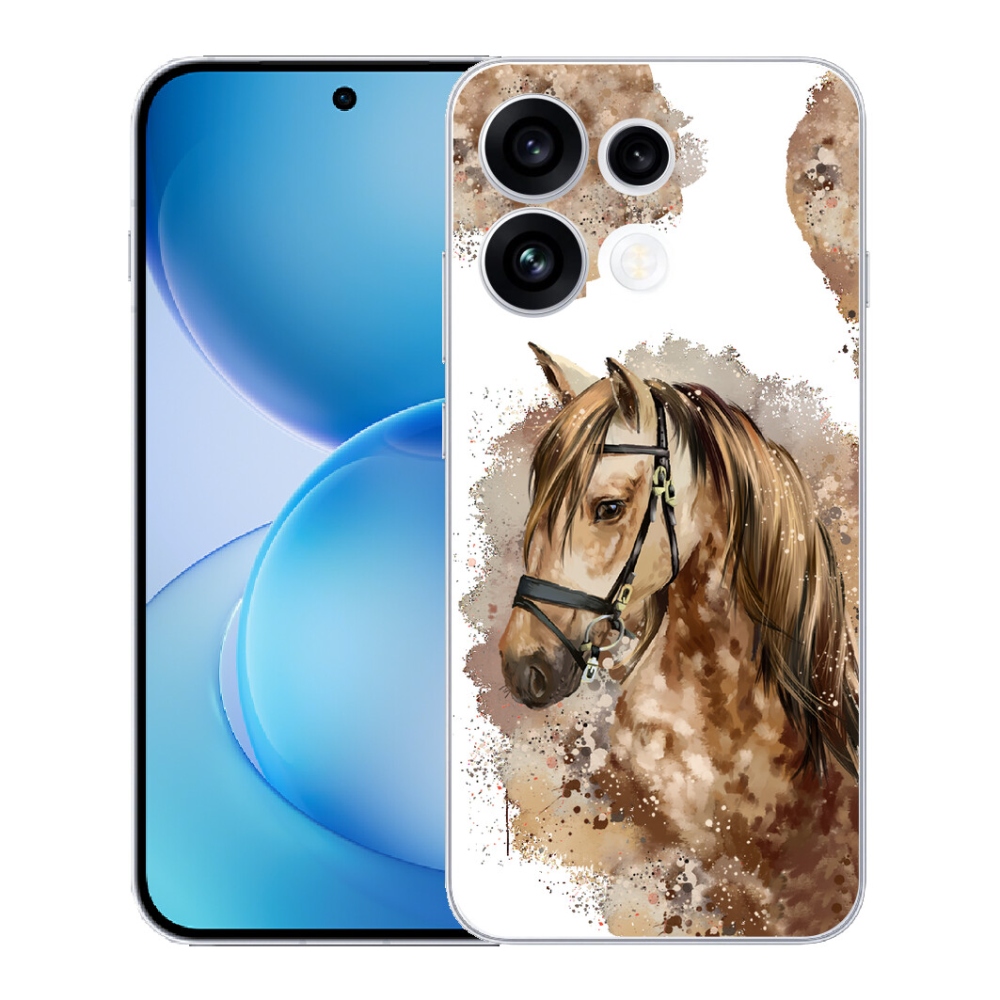 Gélový kryt mmCase na Oppo Reno 16 FS 5G - hnedý kreslený kôň