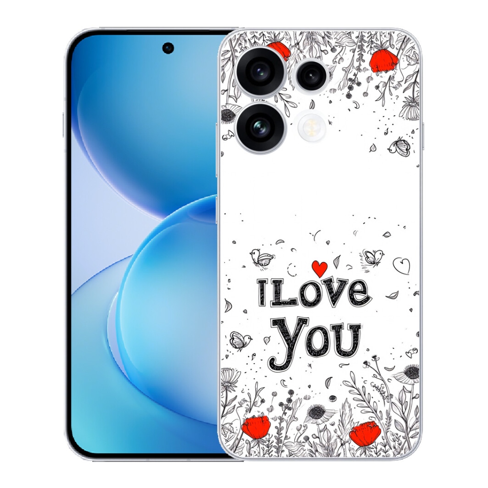 Gélový kryt mmCase na Oppo Reno 16 FS 5G - I love you biele pozadie