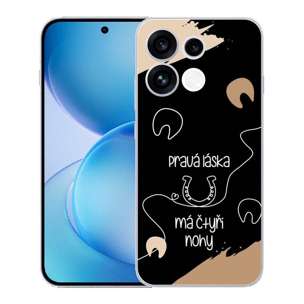 Gélový kryt mmCase na Oppo Reno 16 FS 5G - konský motív čierne pozadie