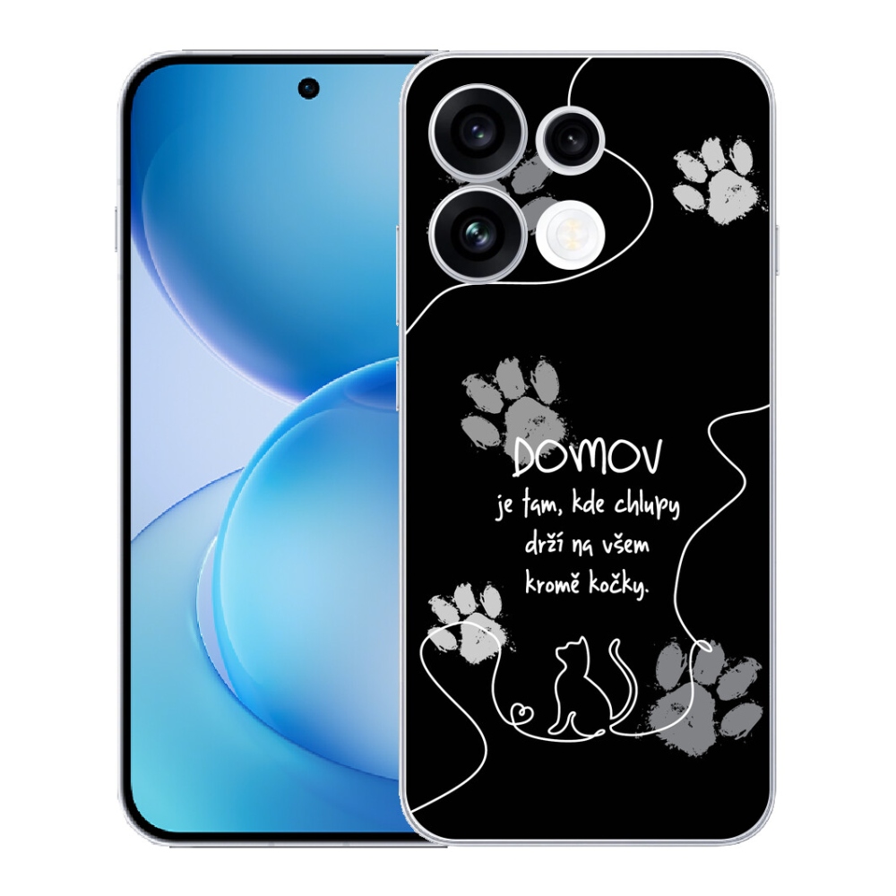 Gélový kryt mmCase na Oppo Reno 16 FS 5G - mačacie motív čierne pozadie