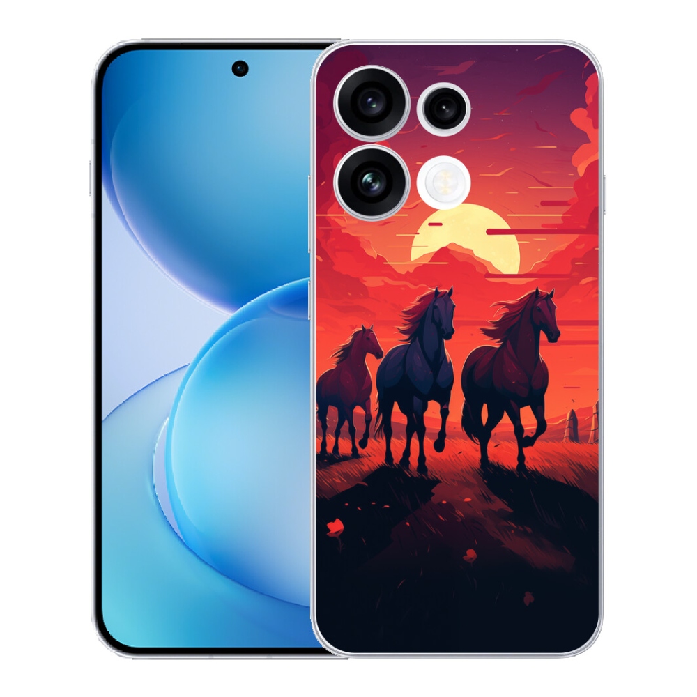 Gélový kryt mmCase na Oppo Reno 16 FS 5G - kone a západ slnka