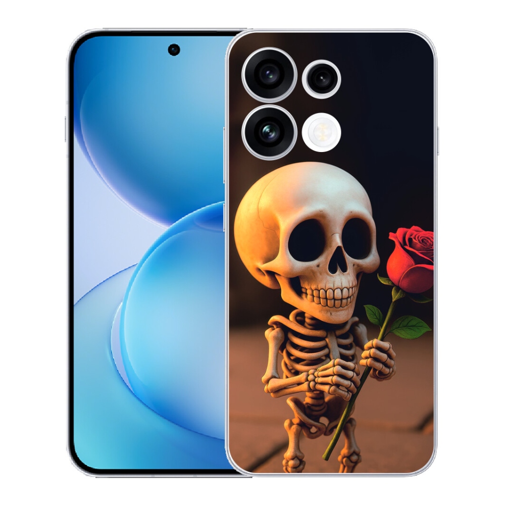 Gélový kryt mmCase na Oppo Reno 16 FS 5G - kostlivec s ružou