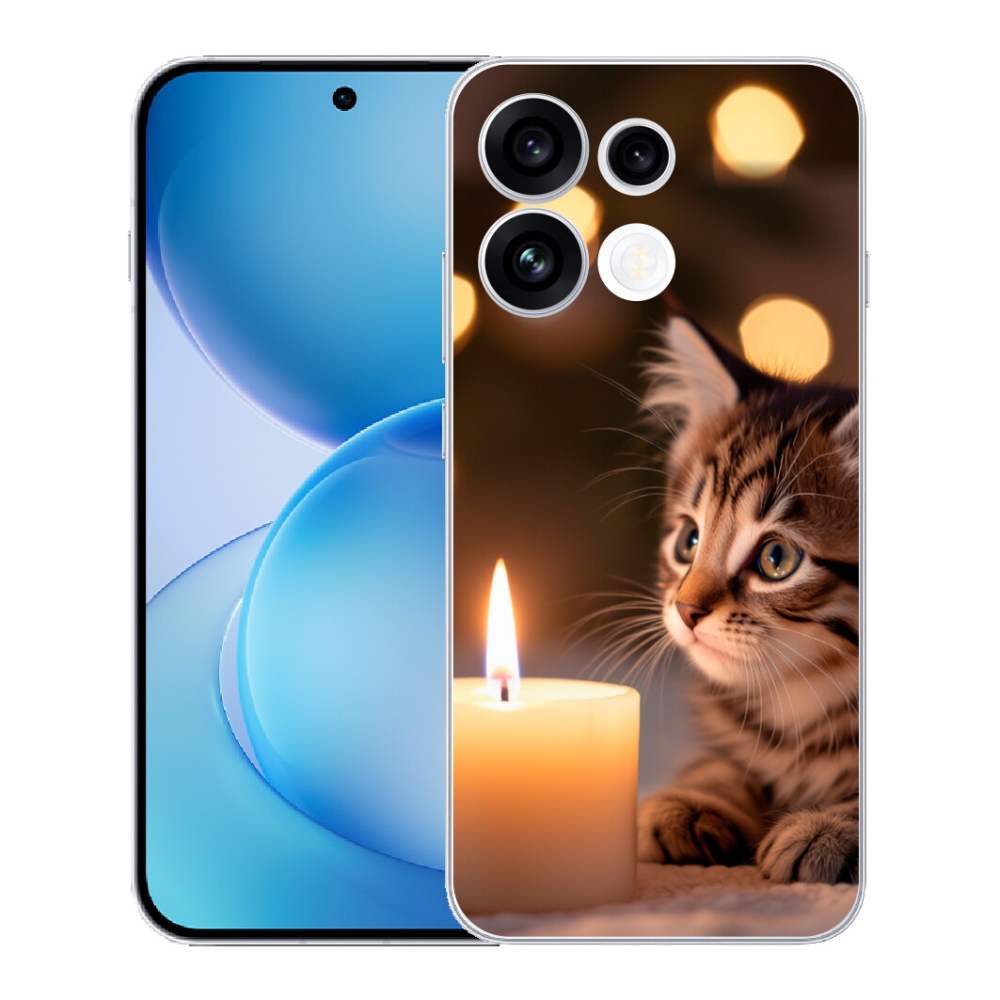Gélový kryt mmCase na Oppo Reno 16 FS 5G - mačiatko a sviečka