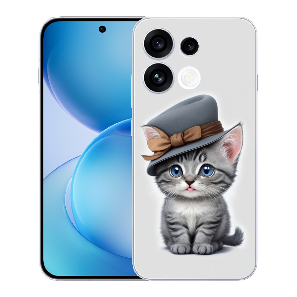 Gélový kryt mmCase na Oppo Reno 16 FS 5G - mačiatko s klobúkom