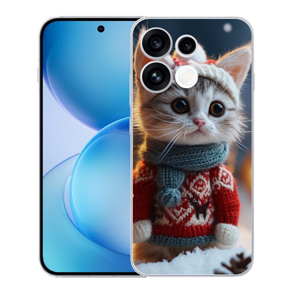 Gélový kryt mmCase na Oppo Reno 16 FS 5G - mačiatko vo svetri