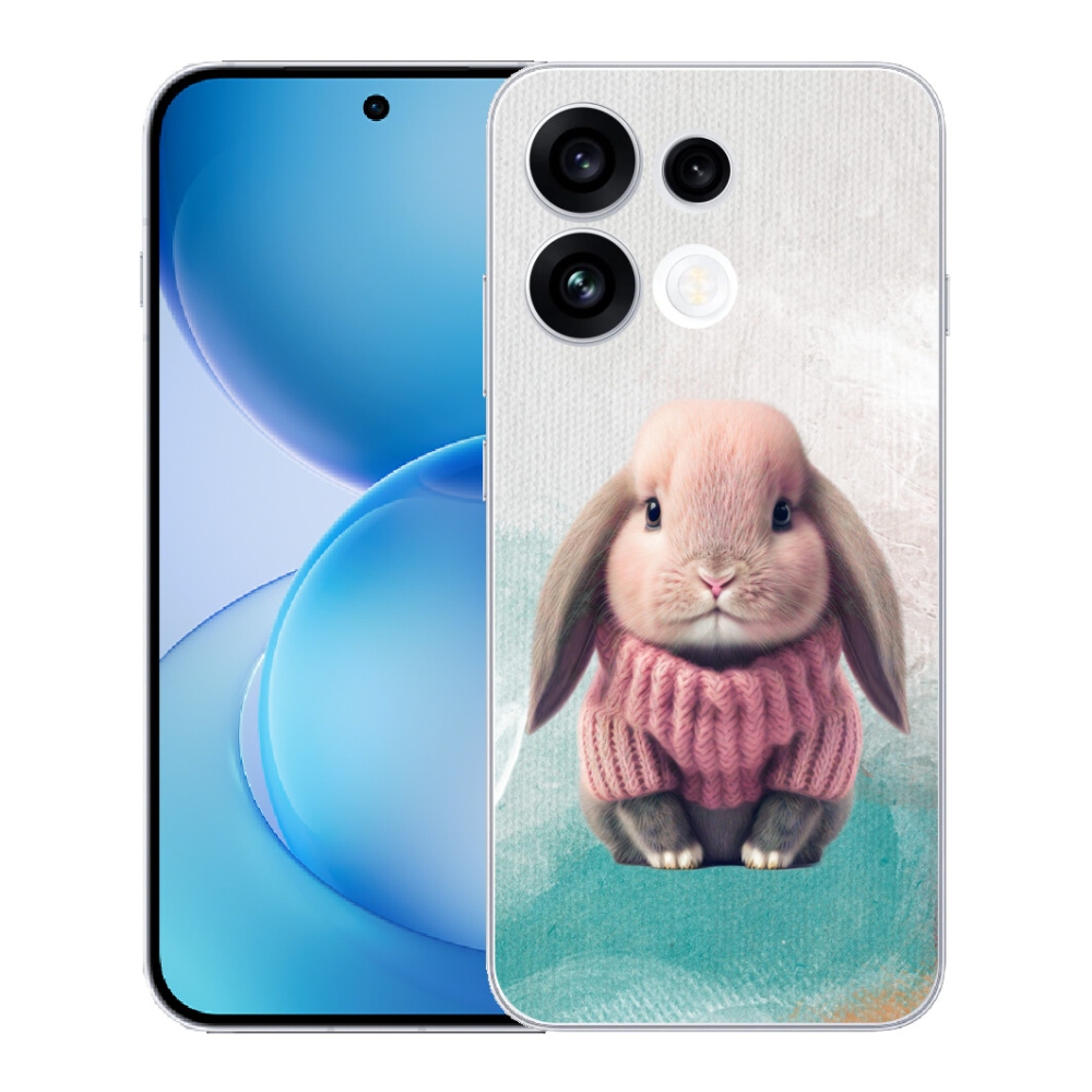 Gélový kryt mmCase na Oppo Reno 16 FS 5G - zajačik vo svetri