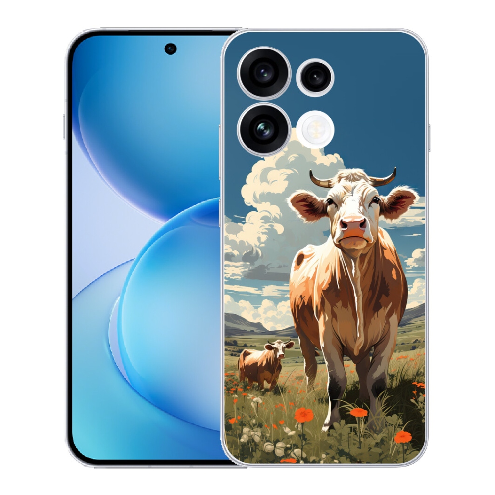 Gélový kryt mmCase na Oppo Reno 16 FS 5G - kravy na lúke