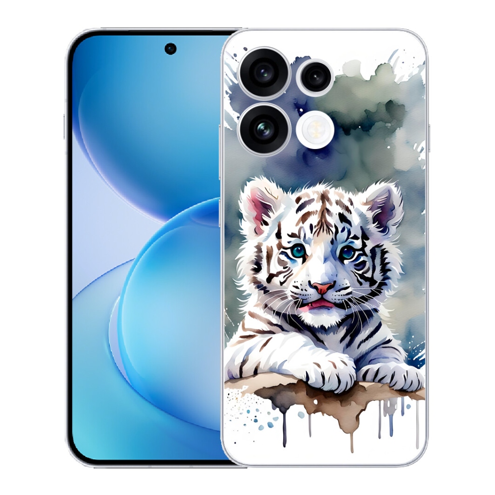 Gélový kryt mmCase na Oppo Reno 16 FS 5G - mláďa bieleho tigra