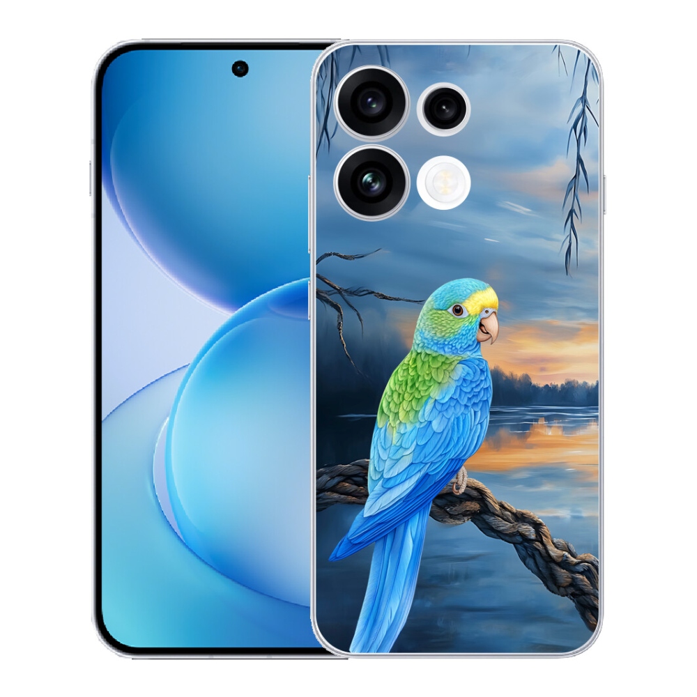 Gélový kryt mmCase na Oppo Reno 16 FS 5G - modrý papagáj