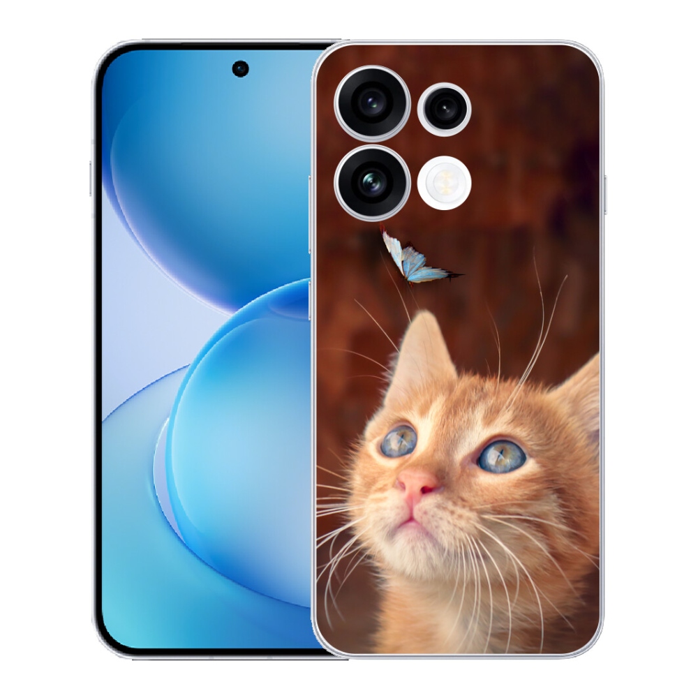 Gélový kryt mmCase na Oppo Reno 16 FS 5G - motýľ a mačiatko