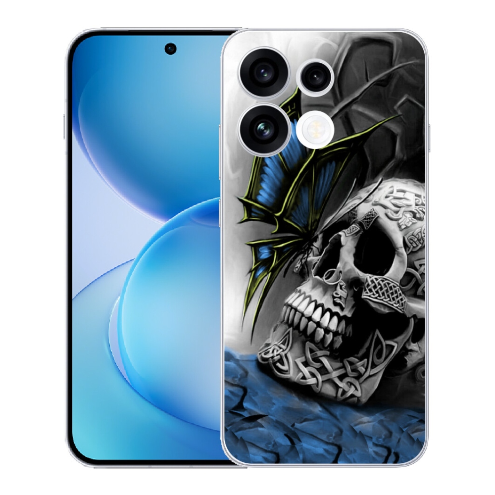 Gélový kryt mmCase na Oppo Reno 16 FS 5G - motýľ a lebka