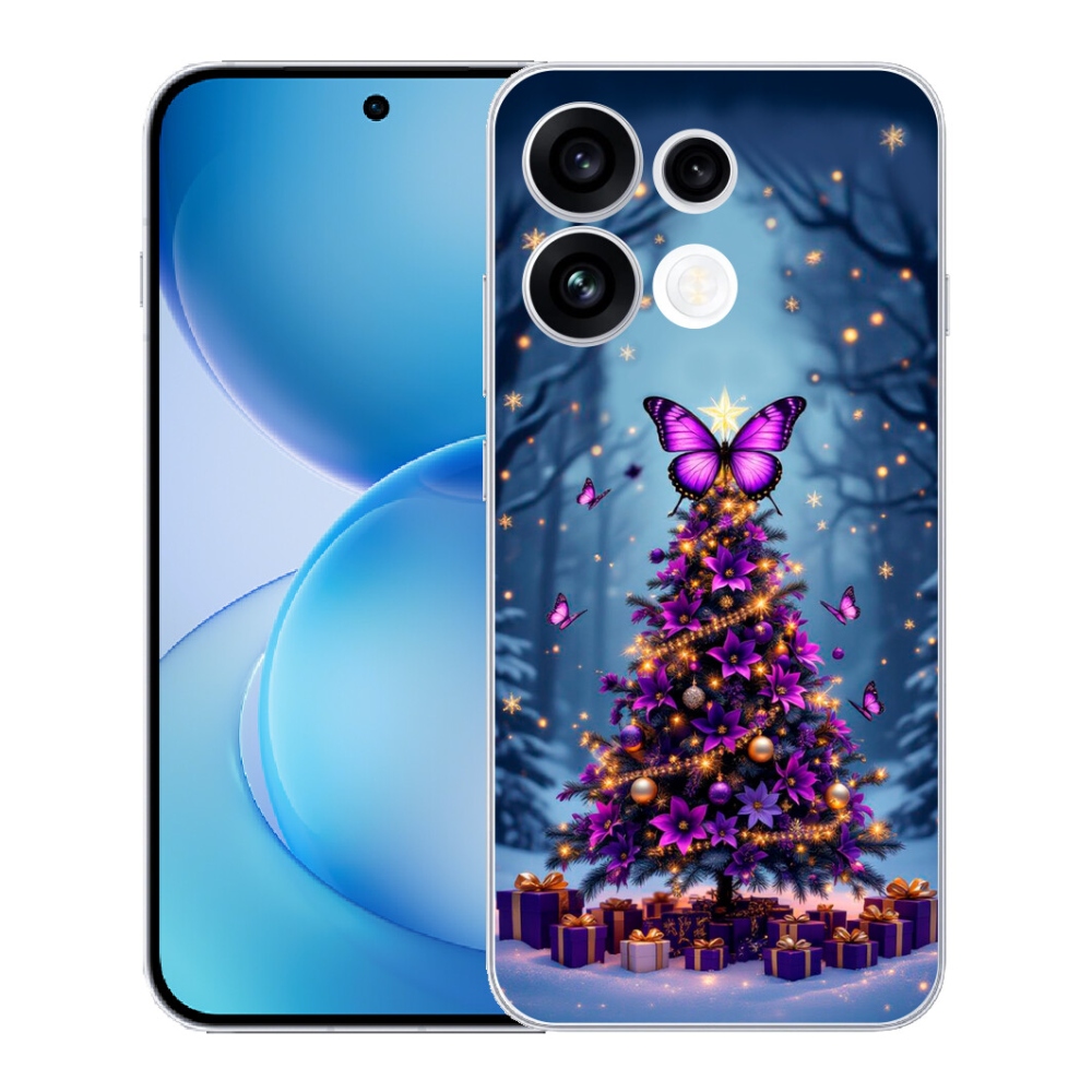 Gélový kryt mmCase na Oppo Reno 16 FS 5G - motýlí vianočný stromček