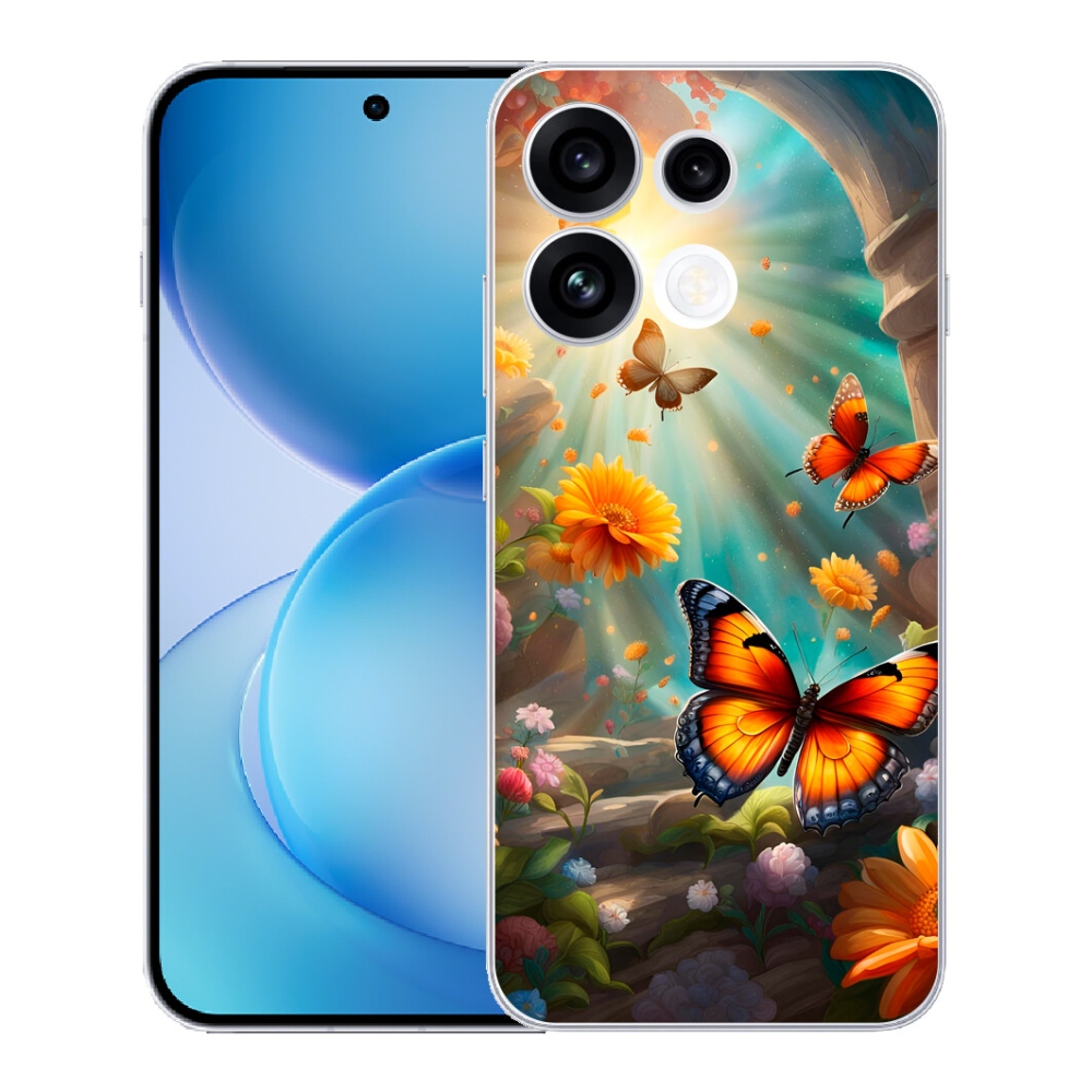 Gélový kryt mmCase na Oppo Reno 16 FS 5G - motýlia záhrada 2