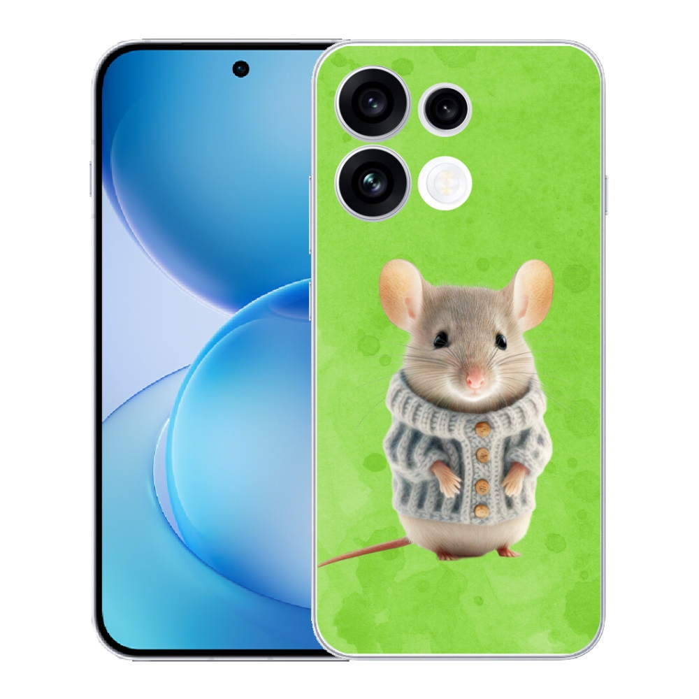 Gélový kryt mmCase na Oppo Reno 16 FS 5G - myška vo svetri