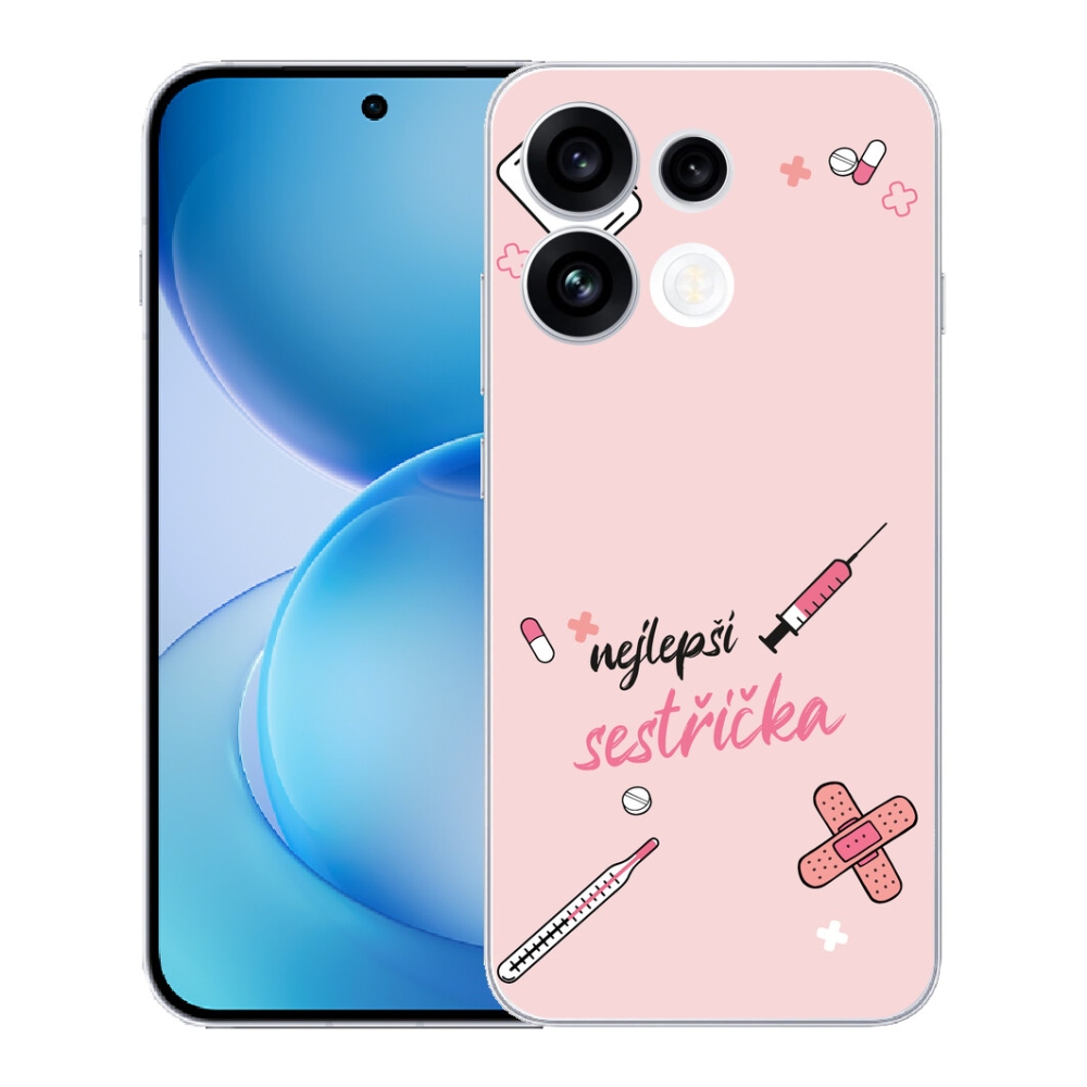 Gélový kryt mmCase na Oppo Reno 16 FS 5G - najlepšia sestrička ružové pozadie