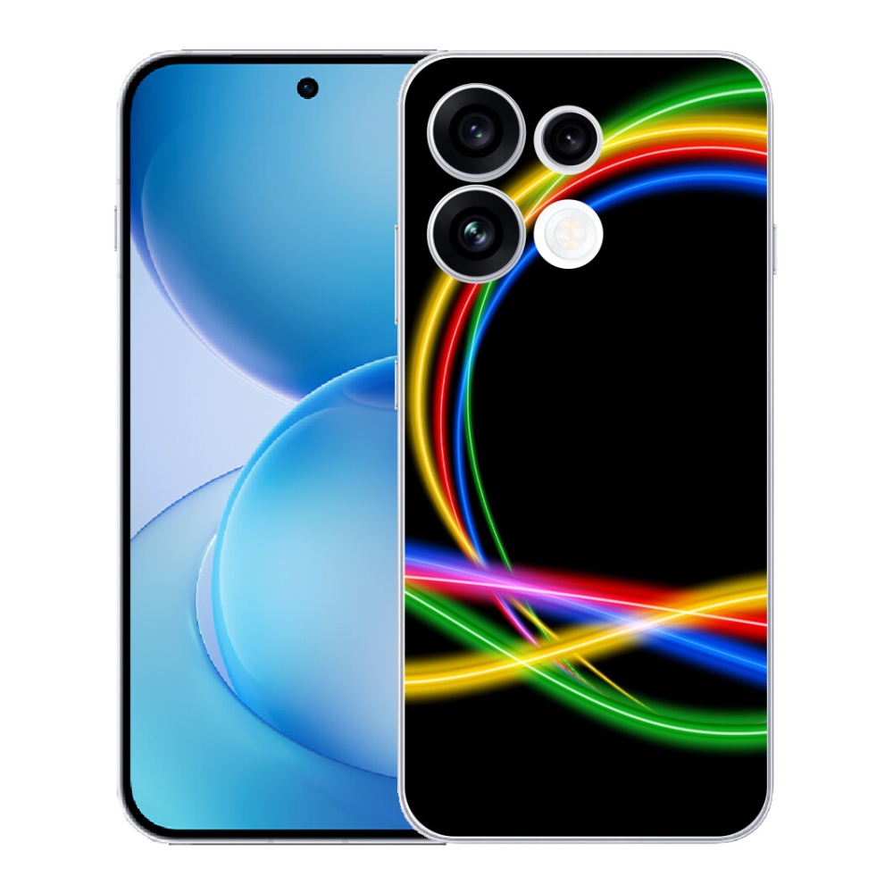 Gélový kryt mmCase na Oppo Reno 16 FS 5G - neónové kruhy