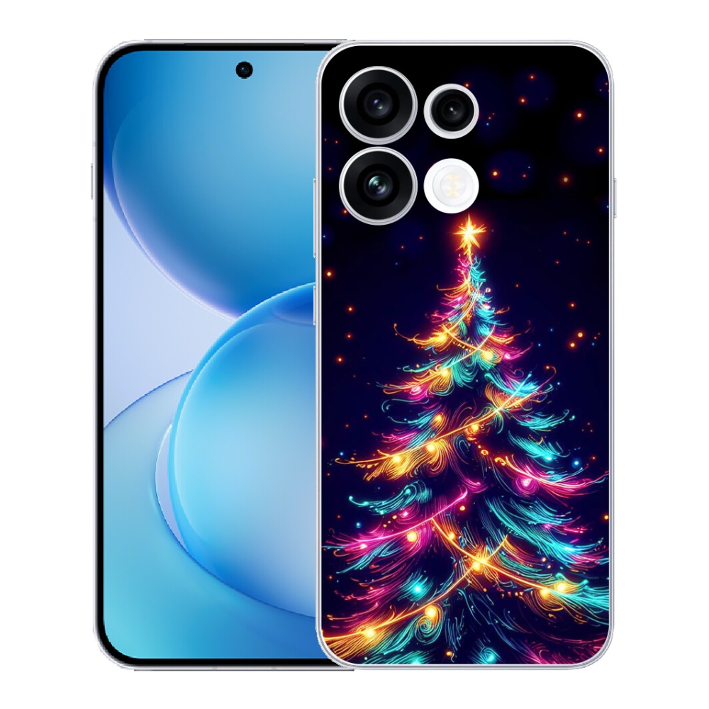 Gélový kryt mmCase na Oppo Reno 16 FS 5G - neónový vianočný stromček