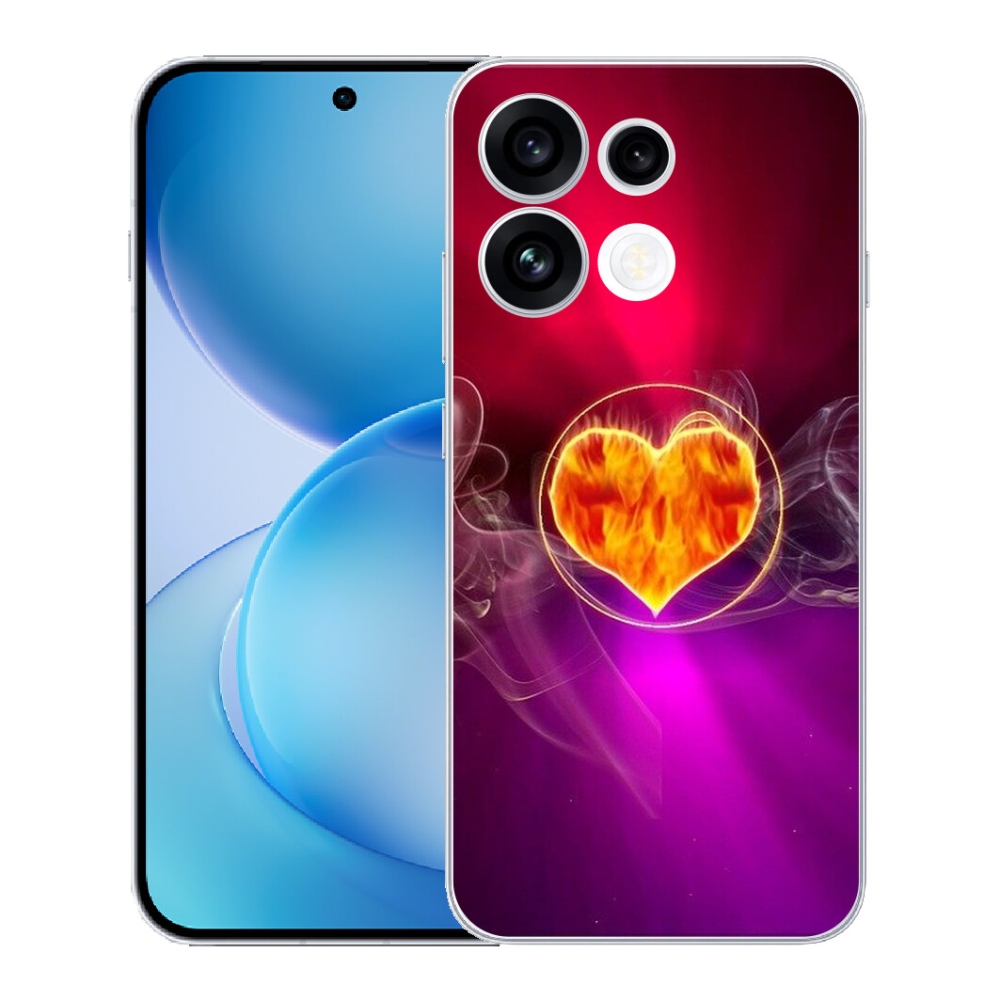 Gélový kryt mmCase na Oppo Reno 16 FS 5G - ohnivé srdce