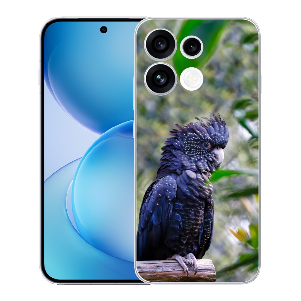 Gélový kryt mmCase na Oppo Reno 16 FS 5G - papagáj kakadu čierny