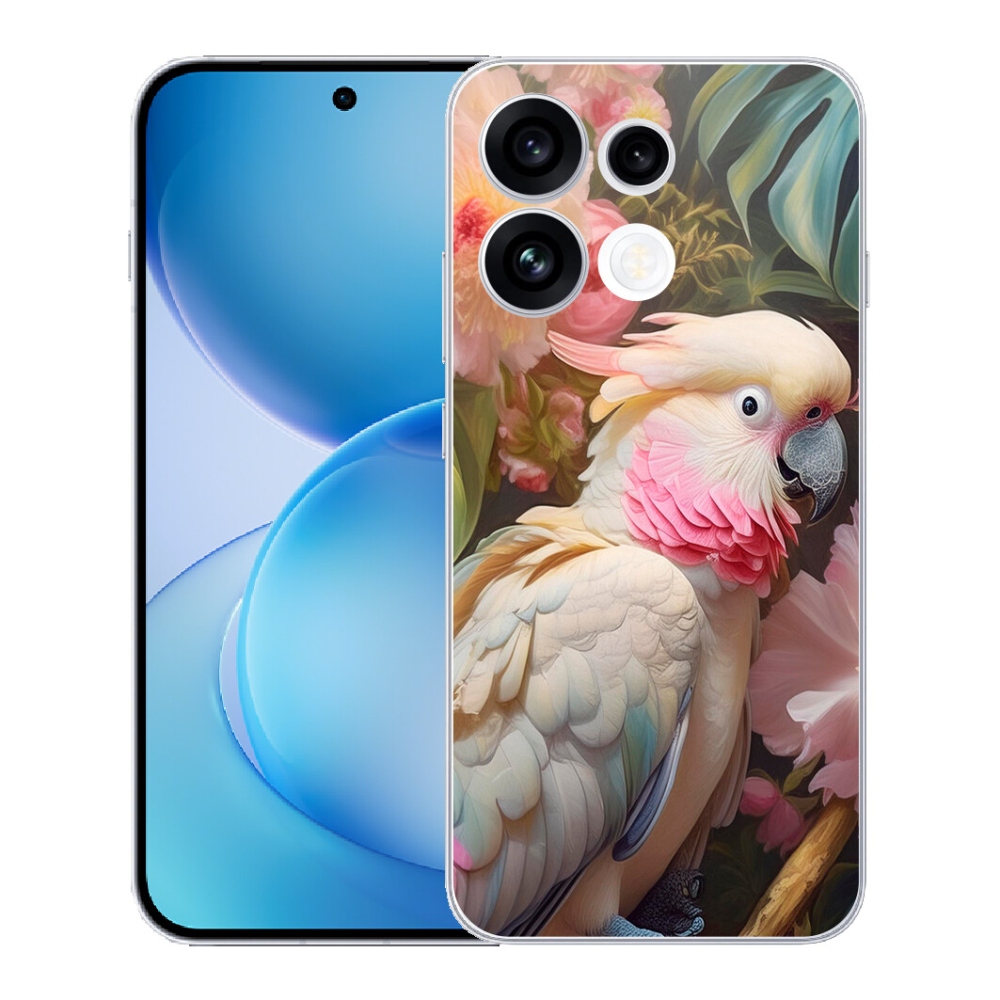 Gélový kryt mmCase na Oppo Reno 16 FS 5G - papagáj kakadu ružový 2
