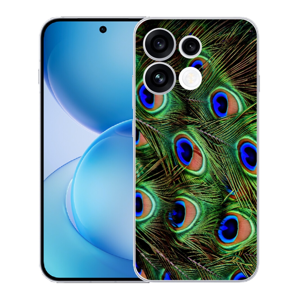 Gélový kryt mmCase na Oppo Reno 16 FS 5G - pávie perie