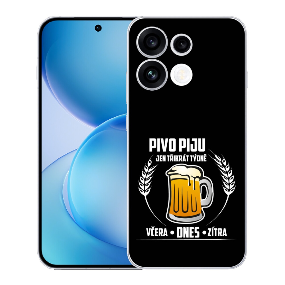 Gélový kryt mmCase na Oppo Reno 16 FS 5G - pivný motív čierne pozadie