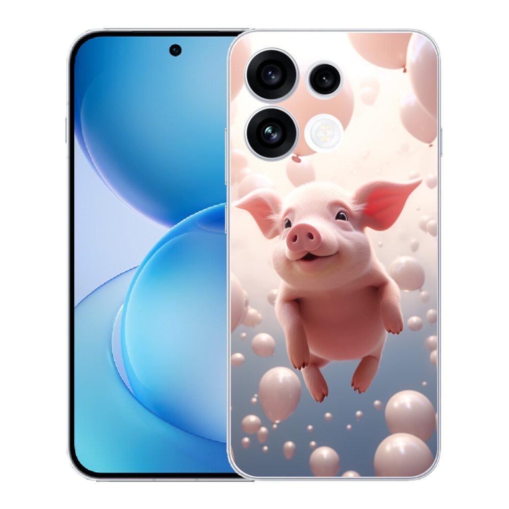 Gélový kryt mmCase na Oppo Reno 16 FS 5G - prasiatko s balónikmi