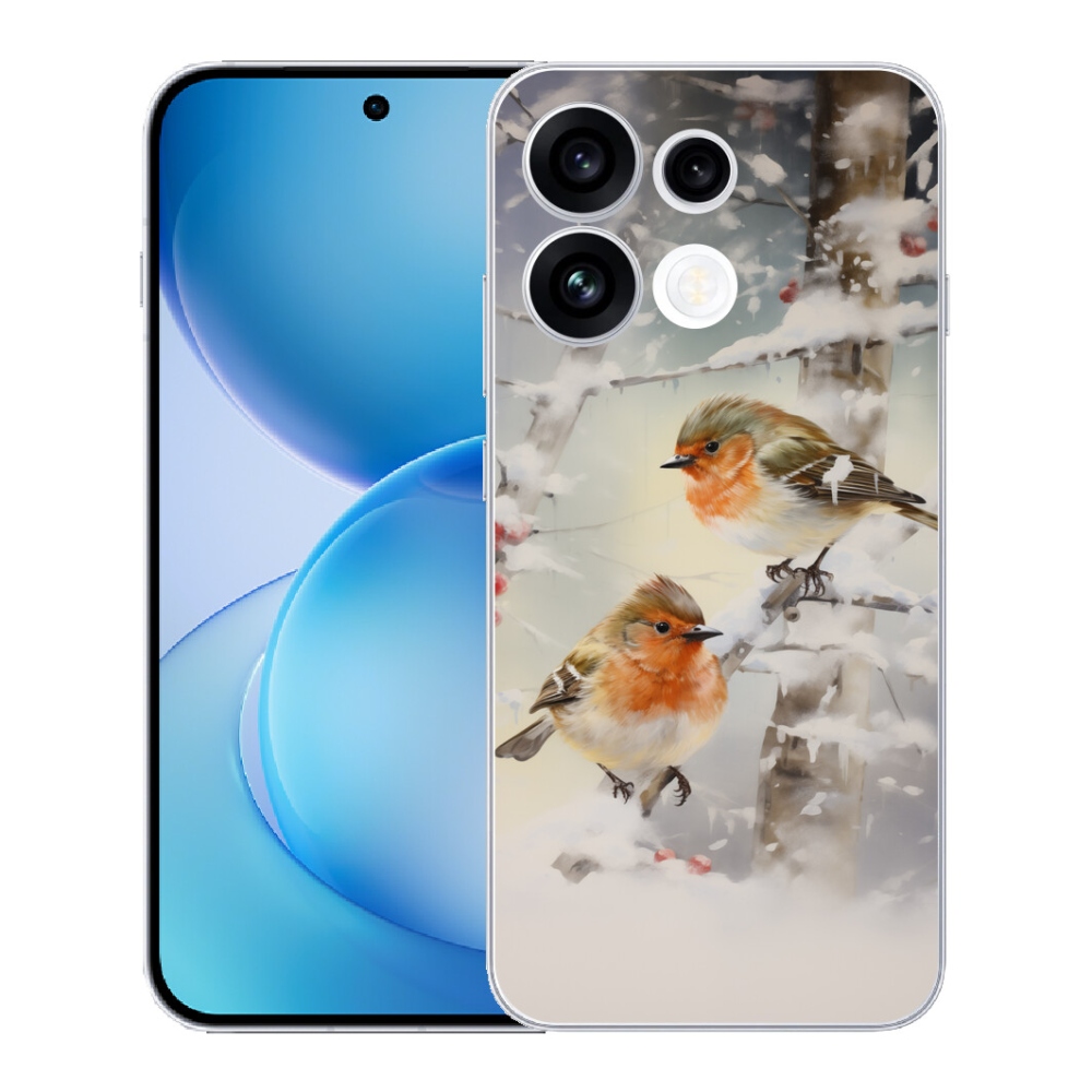 Gélový kryt mmCase na Oppo Reno 16 FS 5G - vtáčiky v zime