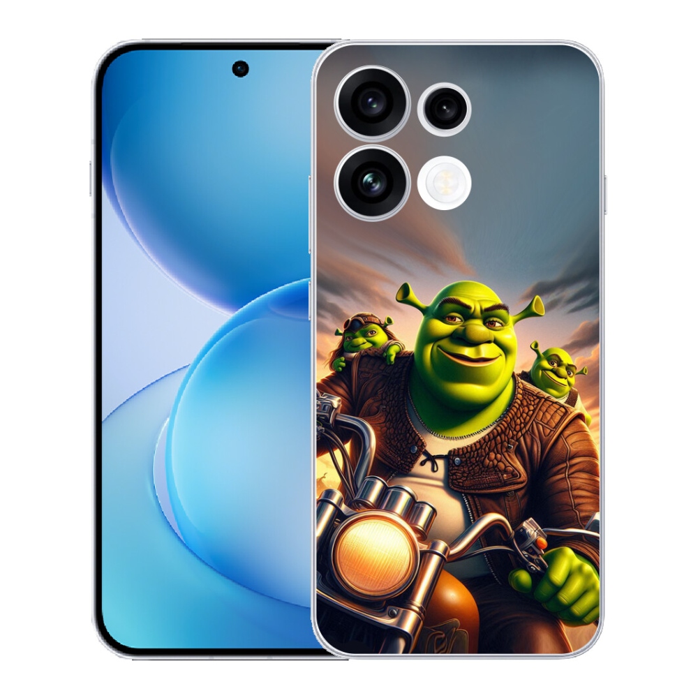 Gélový kryt mmCase na Oppo Reno 16 FS 5G - zhrek na motorke