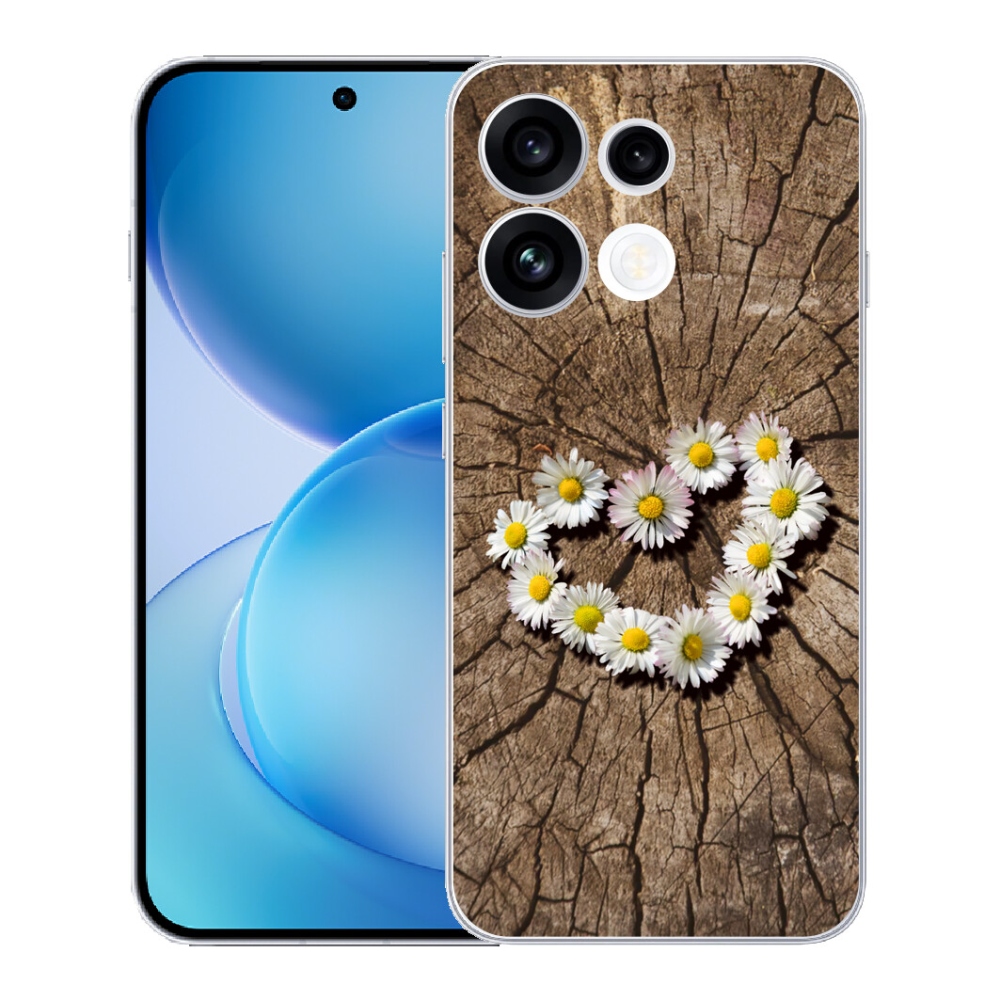 Gélový kryt mmCase na Oppo Reno 16 FS 5G - srdce z margaréty