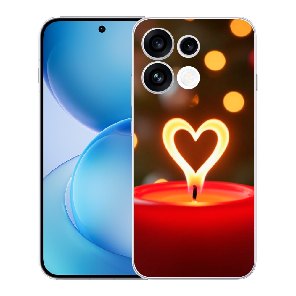 Gélový kryt mmCase na Oppo Reno 16 FS 5G - srdce z plameňa
