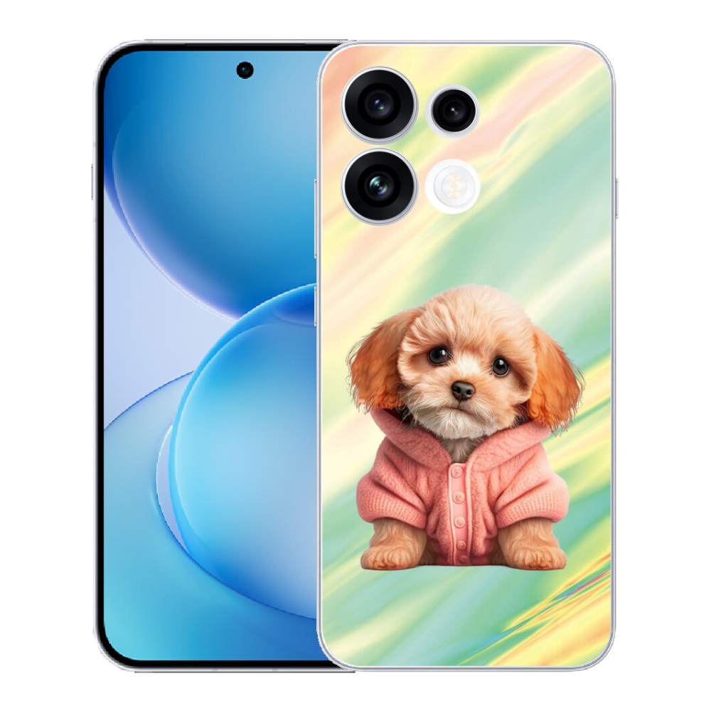 Gélový kryt mmCase na Oppo Reno 16 FS 5G - šteňa vo svetri