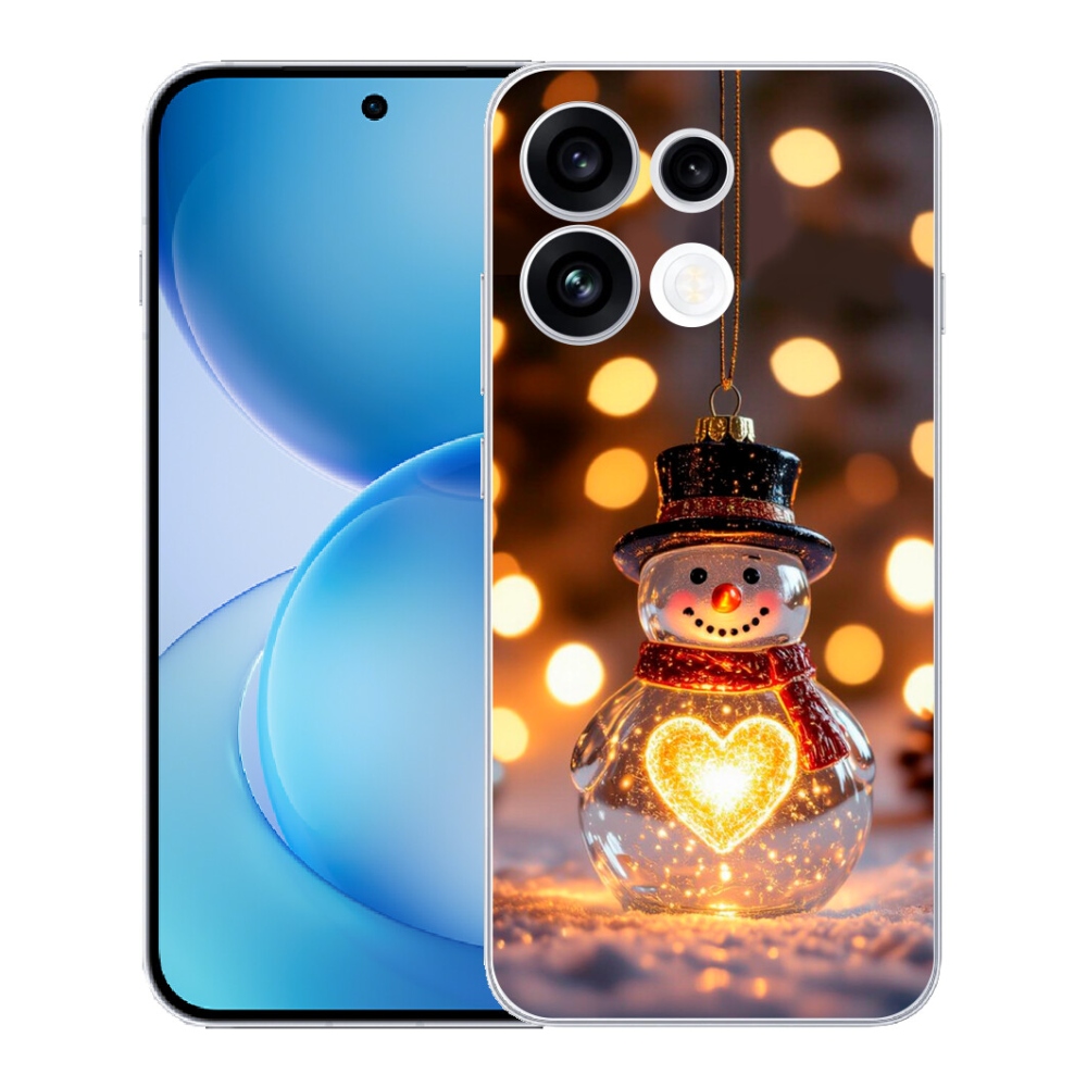 Gélový kryt mmCase na Oppo Reno 16 FS 5G - svietiaci vianočný snehuliak