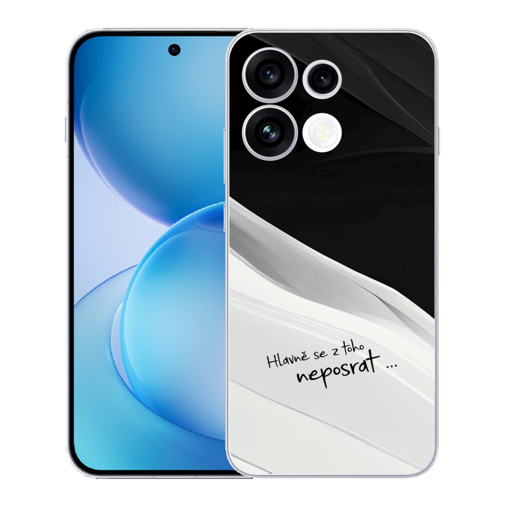 Gélový kryt mmCase na Oppo Reno 16 FS 5G - vtipný text 13 bieločierne pozadie