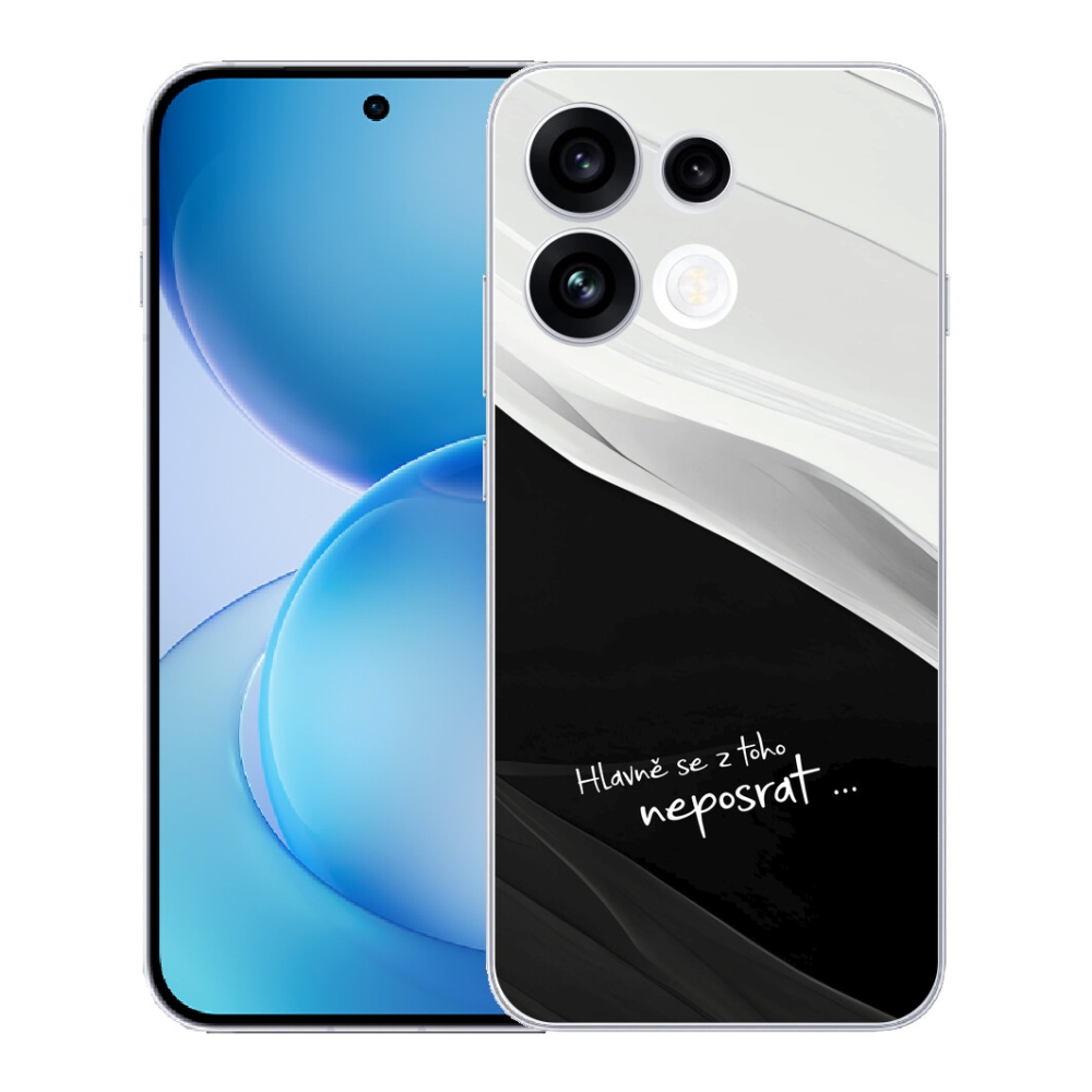 Gélový kryt mmCase na Oppo Reno 16 FS 5G - vtipný text 13 čiernobiele pozadie