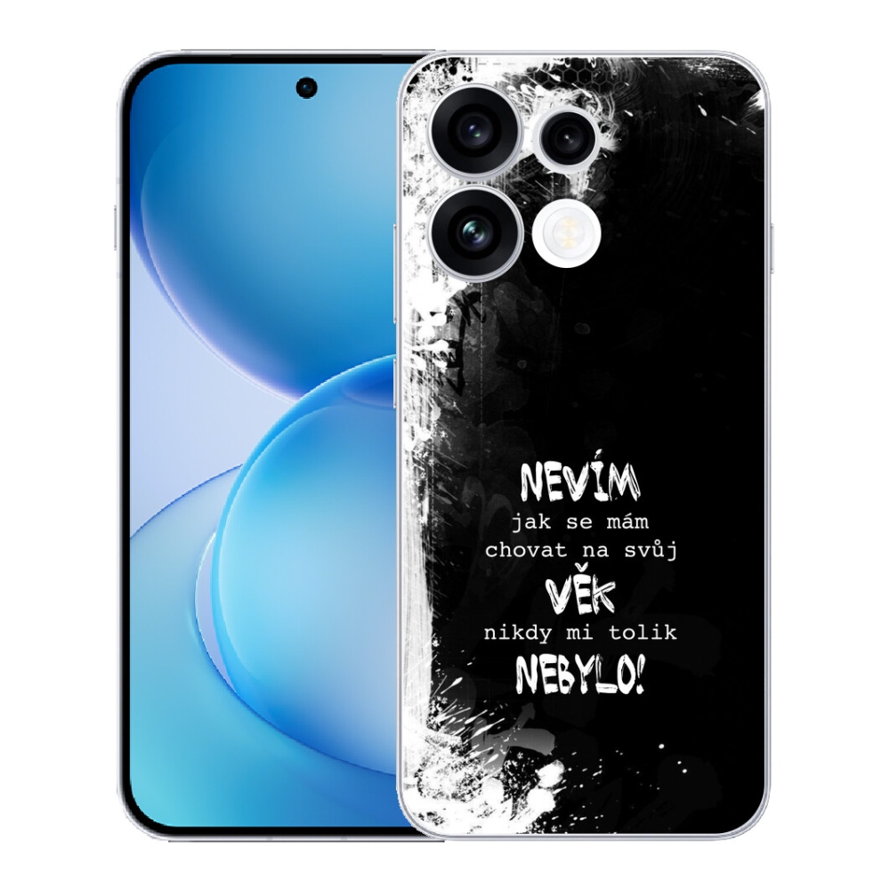 Gélový kryt mmCase na Oppo Reno 16 FS 5G - vtipný text 14 čierne pozadie