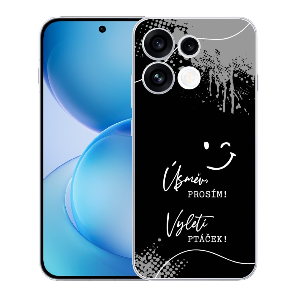Gélový kryt mmCase na Oppo Reno 16 FS 5G - vtipný text 4 čierne pozadie