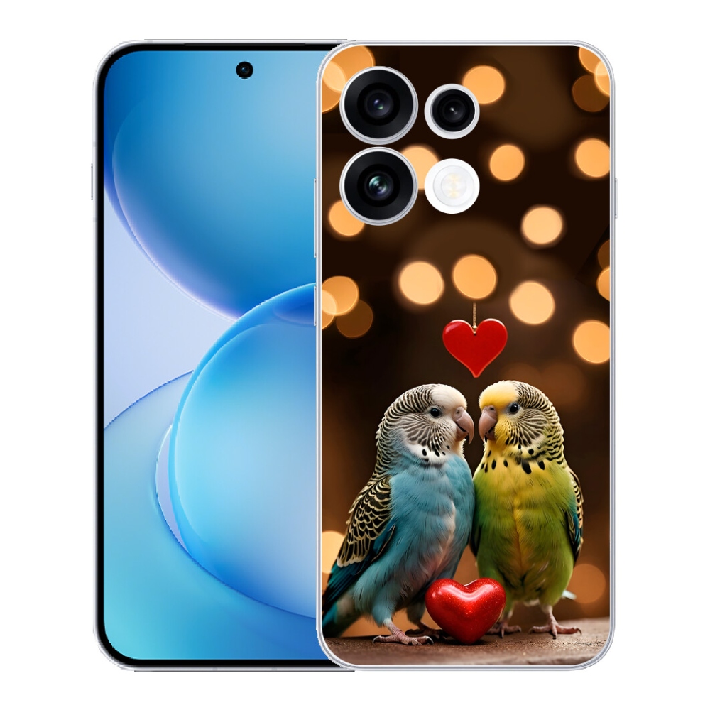 Gélový kryt mmCase na Oppo Reno 16 FS 5G - zamilovaní papagáje