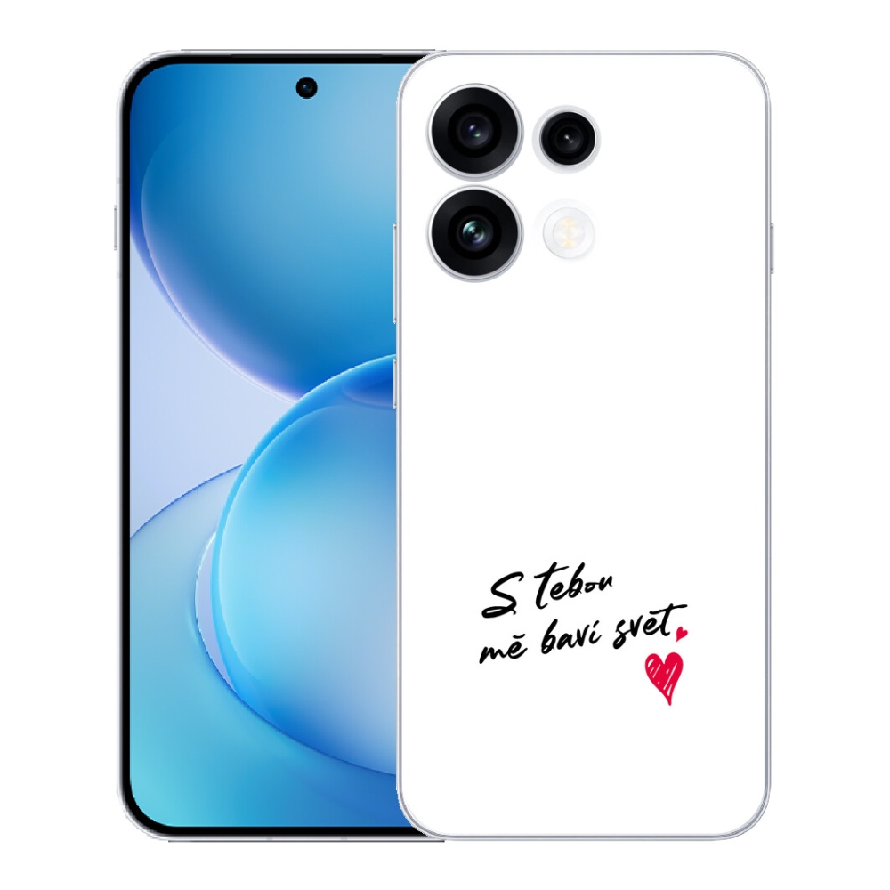 Gélový kryt mmCase na Oppo Reno 16 FS 5G - zamilovaný text 1 biele pozadie