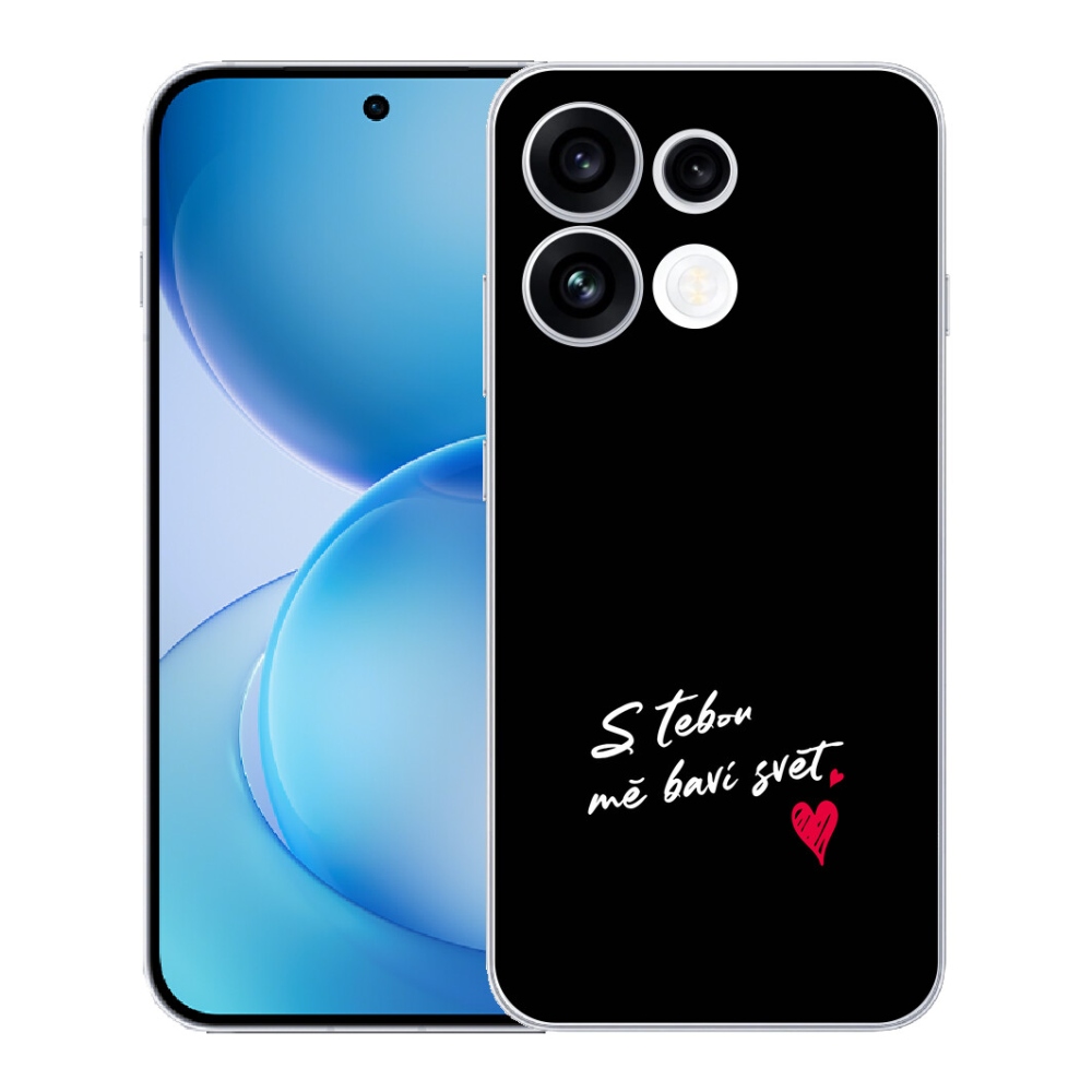 Gélový kryt mmCase na Oppo Reno 16 FS 5G - zamilovaný text 1 čierne pozadie