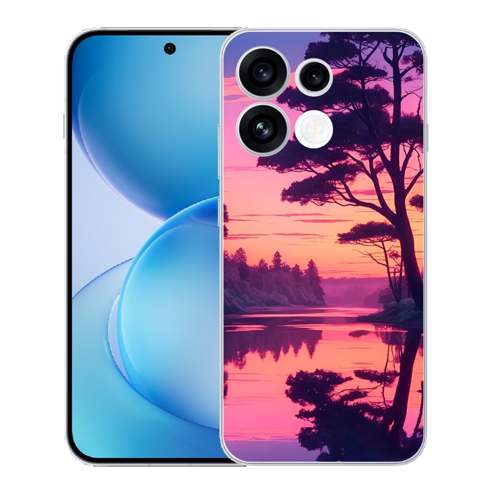 Gélový kryt mmCase na Oppo Reno 16 FS 5G - západ slnka nad jazerom