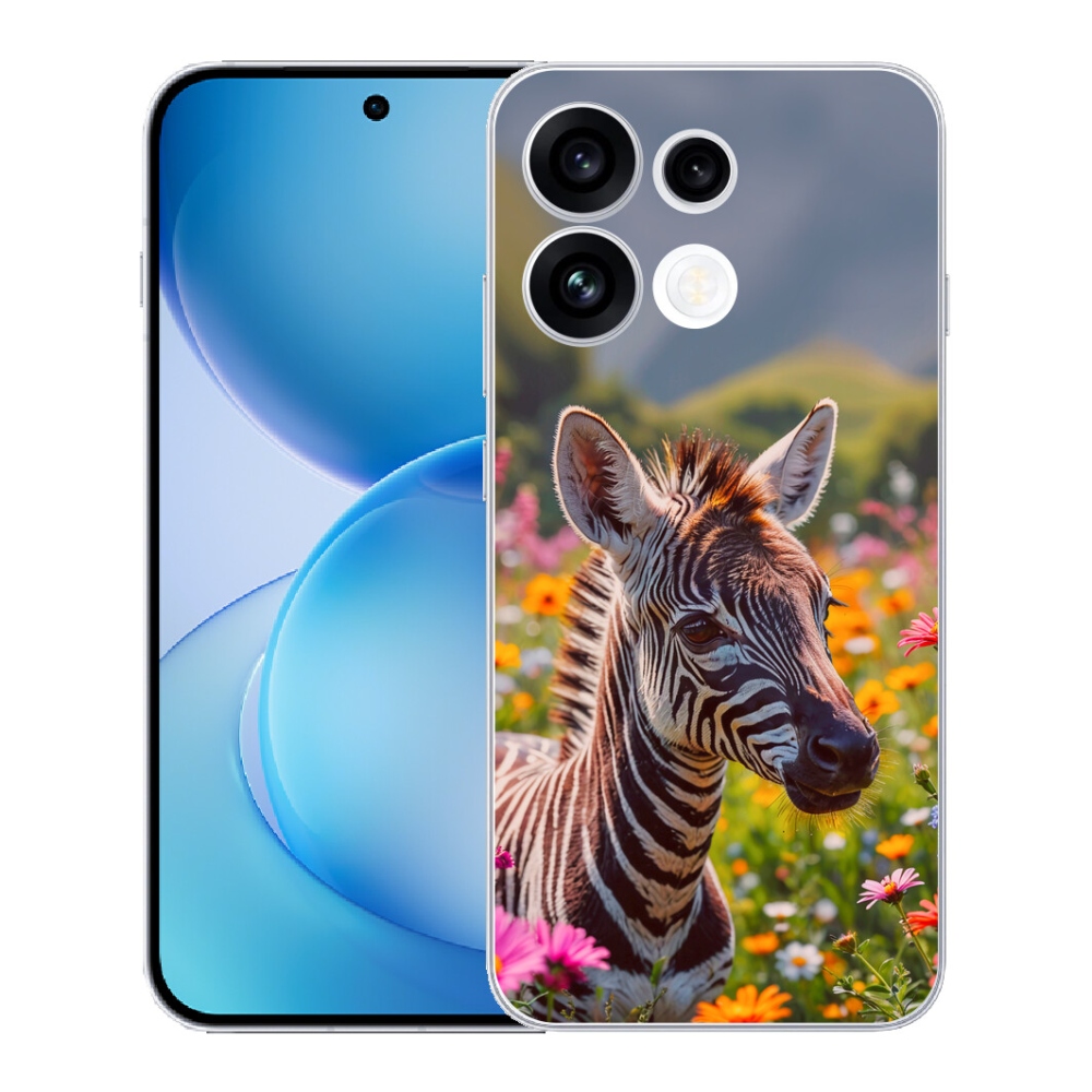 Gélový kryt mmCase na Oppo Reno 16 FS 5G - zebra na lúke