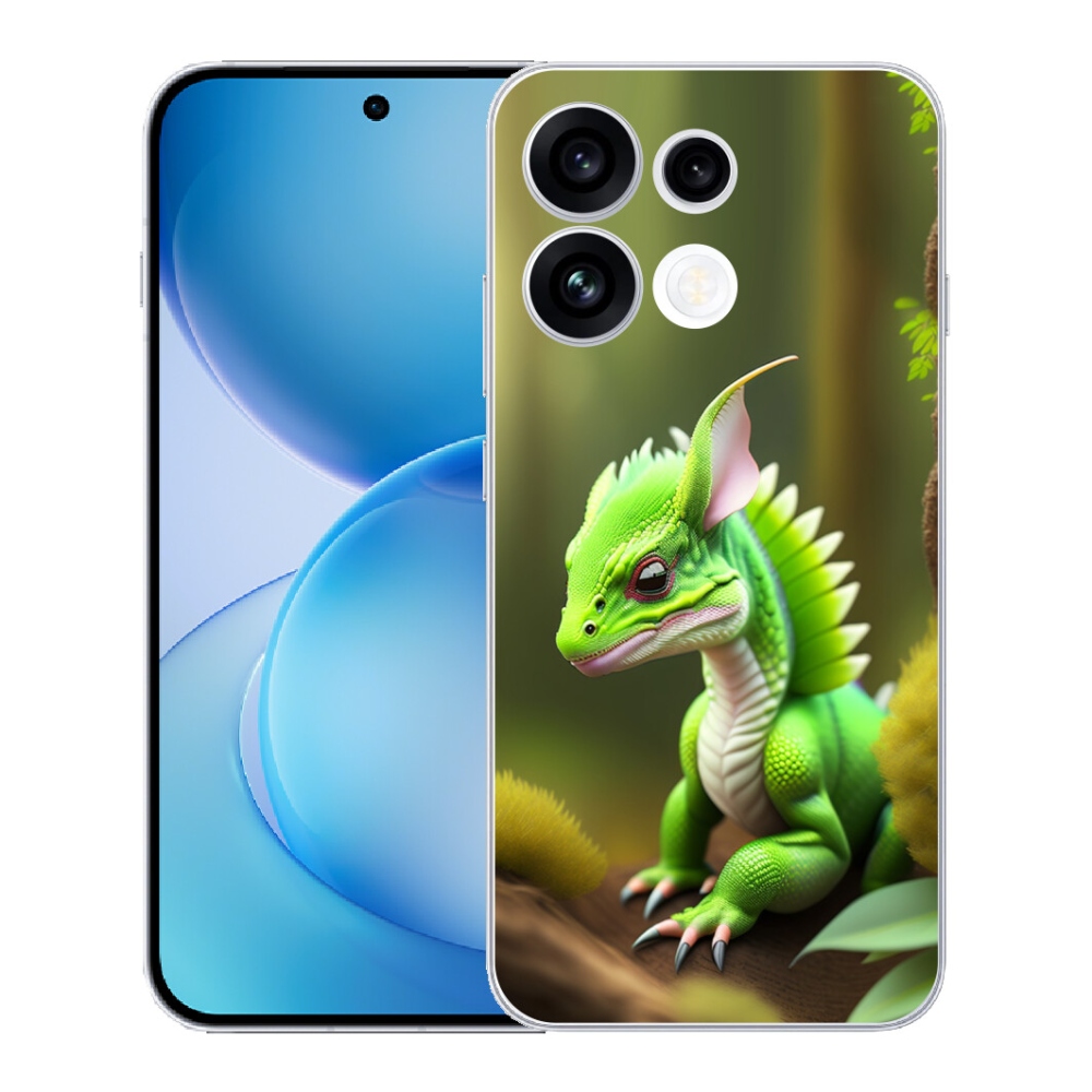 Gélový kryt mmCase na Oppo Reno 16 FS 5G - zelený dráčik